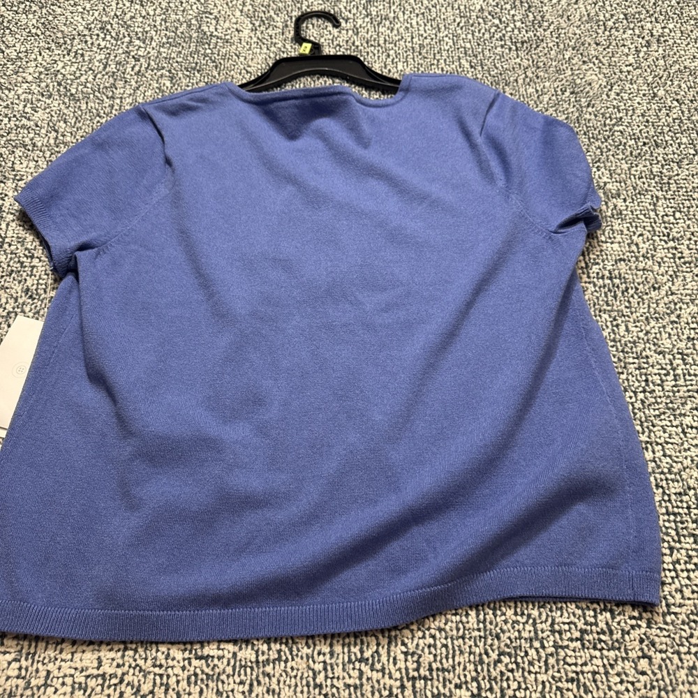 Emma James Petite XL Cardigan Blue Embroidered Short Sleeve - Picture 6 of 11